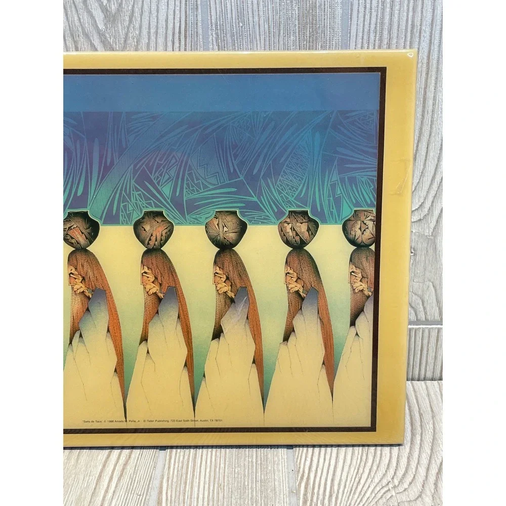 Amado Pena Siete de Taos Ceramic Art Tile Hudgins Santa Fe Collection 1988 12x9